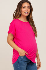 Fuchsia Short Sleeve Maternity Top