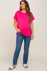 Fuchsia Short Sleeve Maternity Top