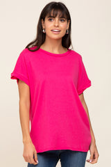 Fuchsia Short Sleeve Maternity Top