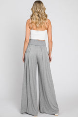 Grey Smocked Waist Flowy Pants