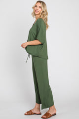 Olive Cropped Pant Set