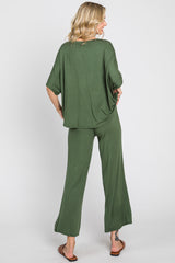 Olive Cropped Pant Set