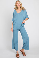 Blue Cropped Pant Maternity Set