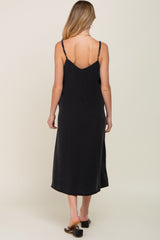 Black Button Down Maternity Midi Tank Dress