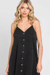 Black Button Down Midi Tank Dress