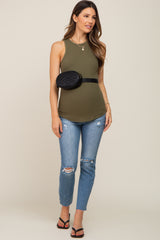 Blue Distressed Raw Hem Maternity Jeans