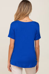 Blue V-Neck Maternity Tee