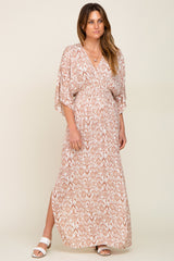 Ivory Double V Short Sleeve Maxi Dress