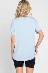 Light Blue V-Neck Basic Top