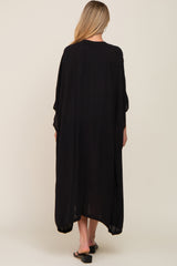 Black Open Front Long Maternity Coverup