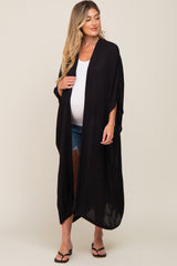 Black Open Front Long Maternity Coverup