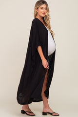 Black Open Front Long Maternity Coverup