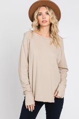 Taupe Exposed Seam Long Sleeve Maternity Top