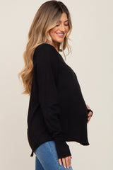 Black Exposed Seam Long Sleeve Maternity Top