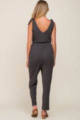 Charcoal Tie Strap Maternity Jumpsuit