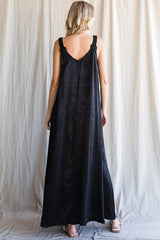 Black Satin Side Slit Maxi Dress