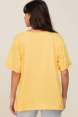 Yellow Oversized Pocket Front Short Sleeve Top