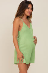 Lime Ribbed V-Neck Maternity Romper