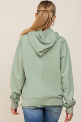 Light Olive Raw Edge Trim Maternity Drawstring Hoodie