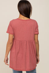 Red V Neck Maternity Top