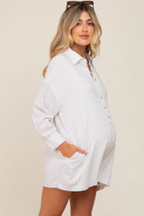 Light Blue Dash Stripe Maternity Romper