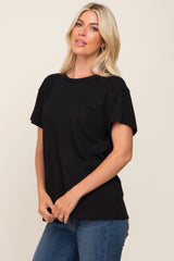 Black Raw Hem Tee