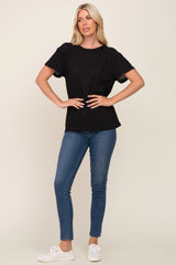 Black Raw Hem Tee