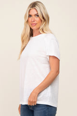 White Raw Hem Tee