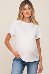 White Raw Hem Maternity Tee