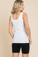 White Ribbed Basic Tank