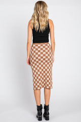 Beige Checkered Knit Skirt