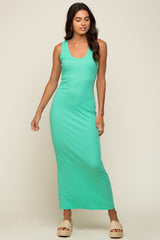 Mint Sleeveless Ribbed Maternity Maxi Dress