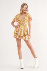 Yellow Floral Yellow Romper