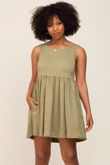 Olive Sleeveless Babydoll Mini Dress