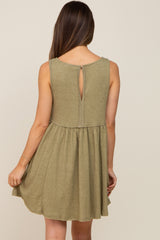 Olive Sleeveless Babydoll Maternity Mini Dress