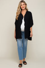 Black Fringe Maternity Dolman Sleeve Cover Up