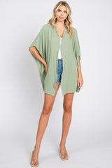 Light Olive Fringe Dolman Sleeve Cover Up