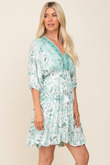 Mint Green Floral Border Print Dress