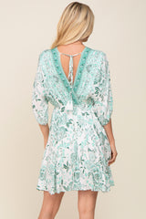 Mint Green Floral Border Print Dress