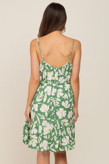 Green Floral Ruffle Maternity Dress