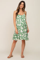 Green Floral Ruffle Maternity Dress