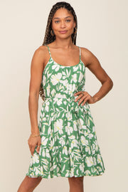 Green Floral Ruffle Dress