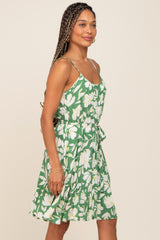 Green Floral Ruffle Dress