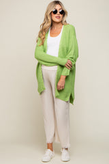 Lime Green Cable Knit Accent Maternity Cardigan