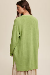 Lime Green Cable Knit Accent Cardigan