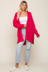 Fuchsia Cable Knit Accent Cardigan