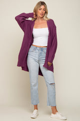 Plum Cable Knit Accent Cardigan