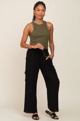 Black Raw Hem Maternity Cargo Pants