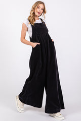 Charcoal Corduroy Wide Leg Overalls