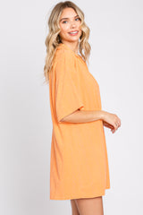 Orange Terry Cloth Collared Romper